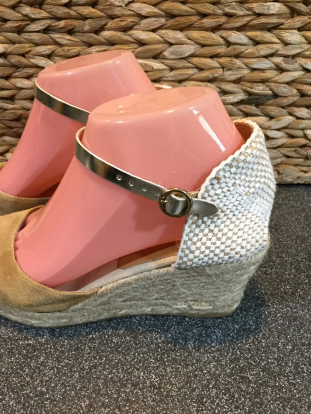 Kanna Two-Tone Tan Espadrille Wedge Sandals